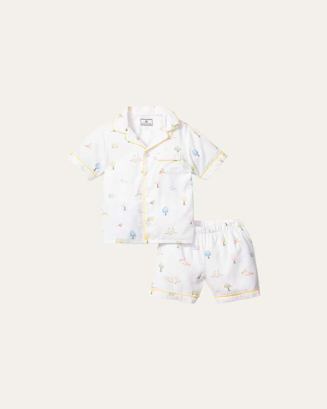 Kid's Easter Gardens Pajama Shorts Set, Size 6M-14