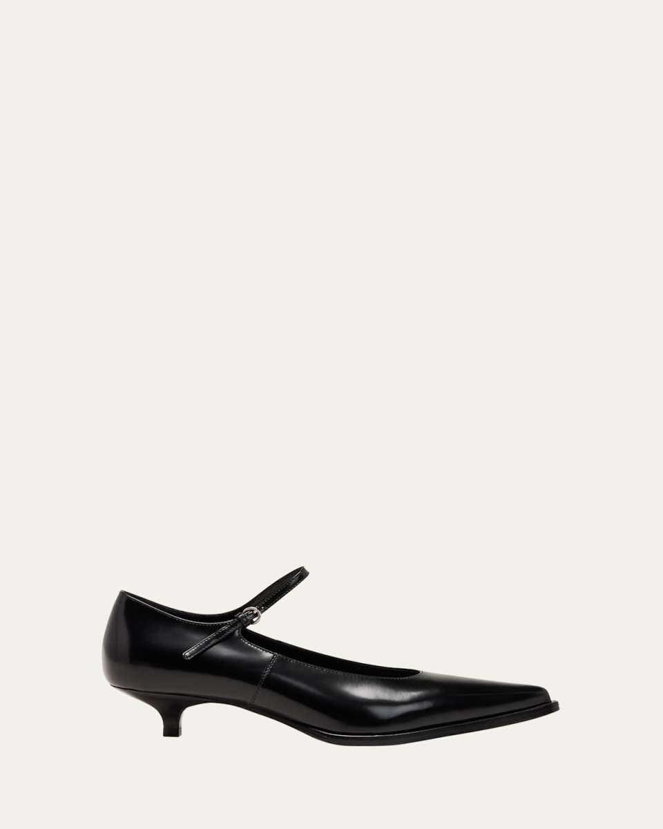 Decollete Leather Ankle-Strap Pumps