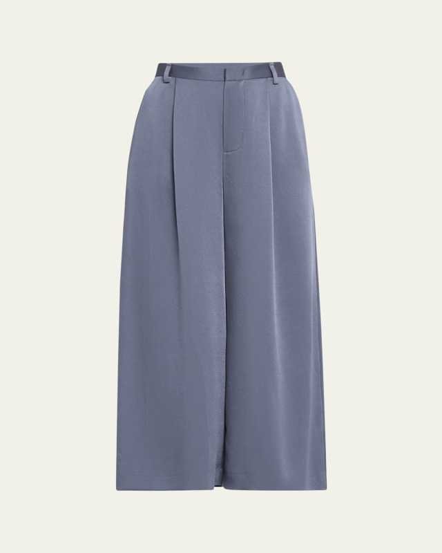 Mid-Rise Satin Culottes