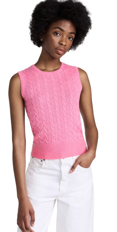 Alex Mill Mini Cable Vest In Alpaca Blend Pink