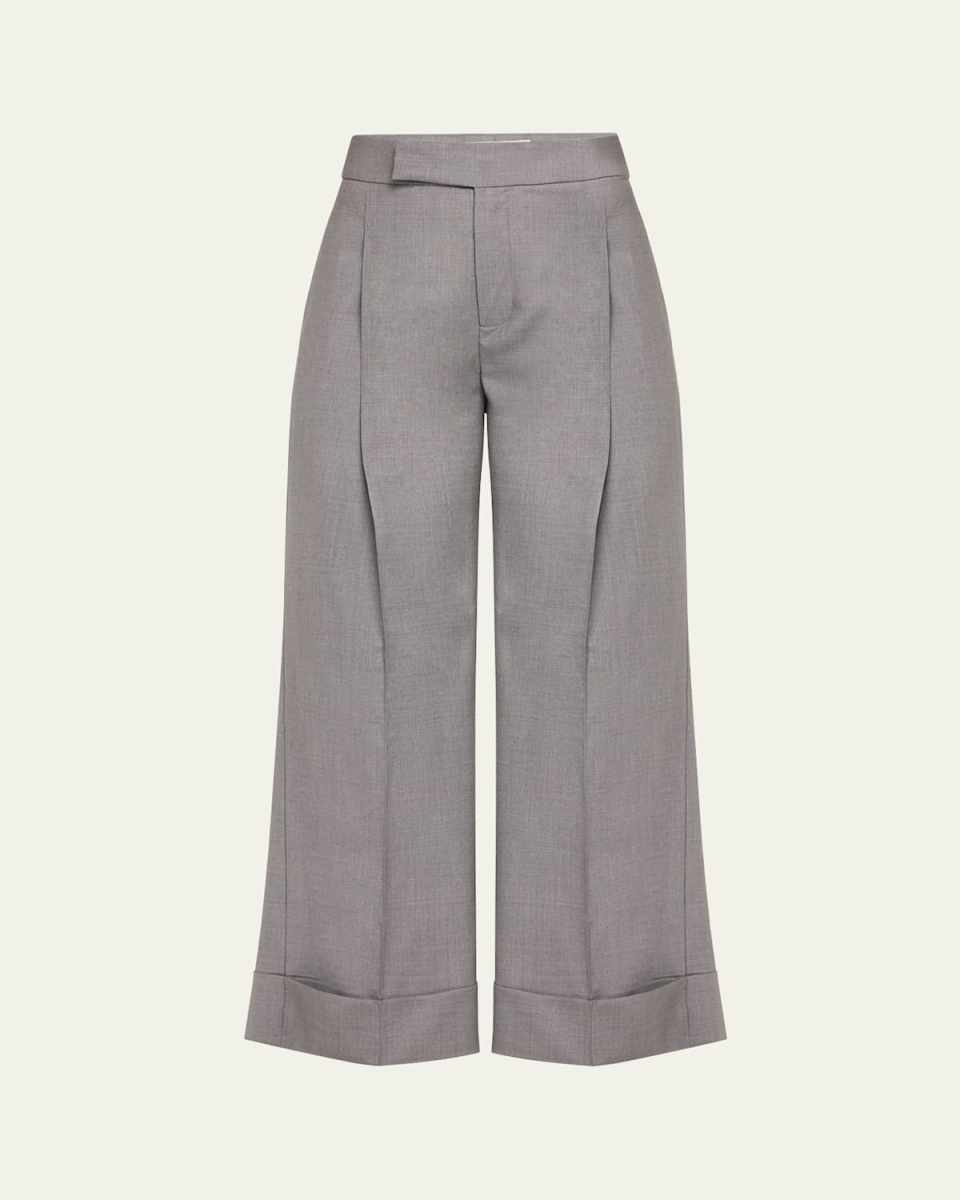 Bella Cuffed Wide Leg Wool Trousers