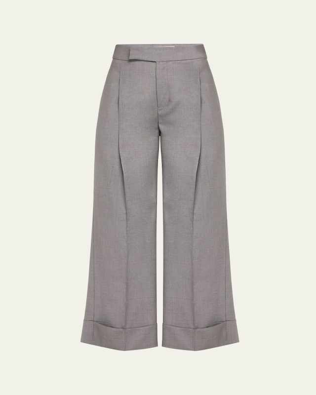 Bella Cuffed Wide Leg Wool Trousers