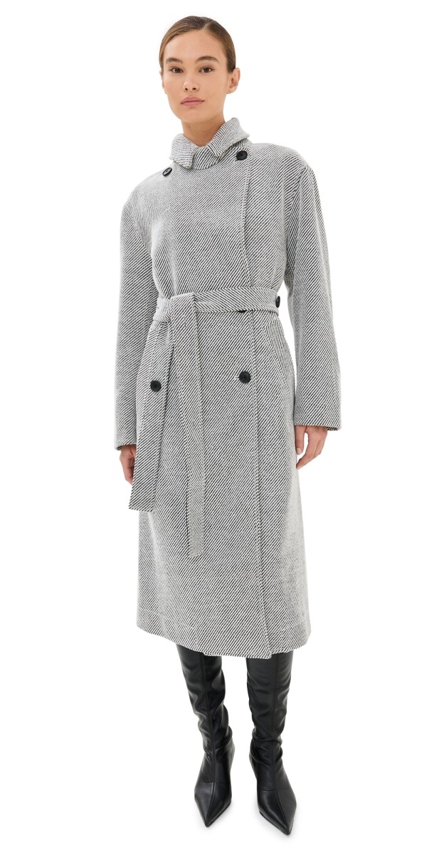 Proenza Schouler White Label Ronan Coat in Soft Twill Coating White/Grey