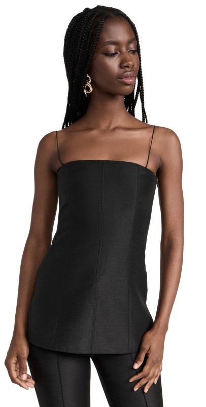 Helmut Lang Linen Slip Top Black