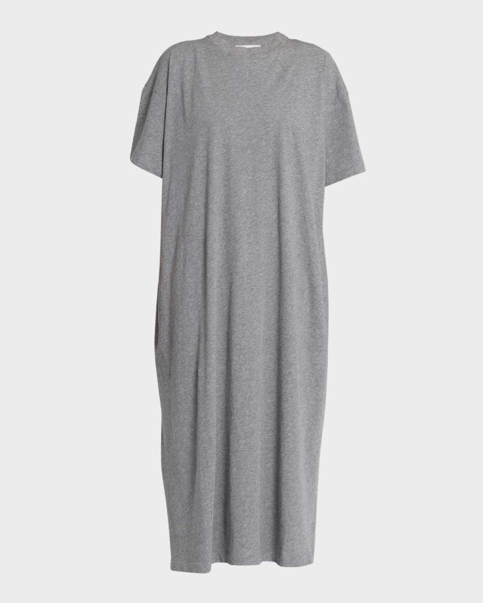 Simo Short-Sleeve Heathered Cotton Maxi T-Shirt Dress
