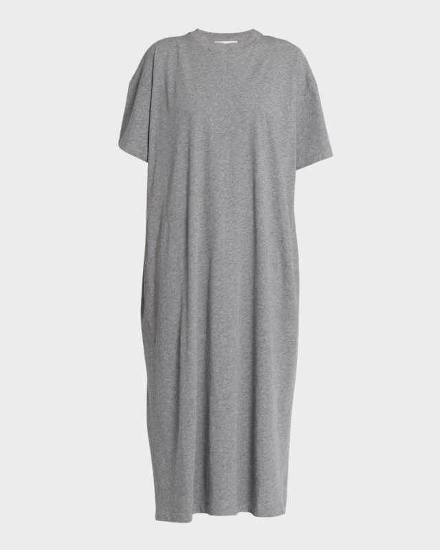 Simo Short-Sleeve Heathered Cotton Maxi T-Shirt Dress