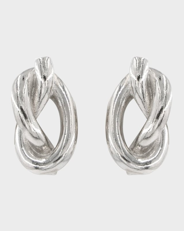 Silver Clip-On Knot Earrings