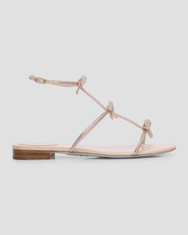 Caterina Embellished Bows Ankle-Strap Sandals