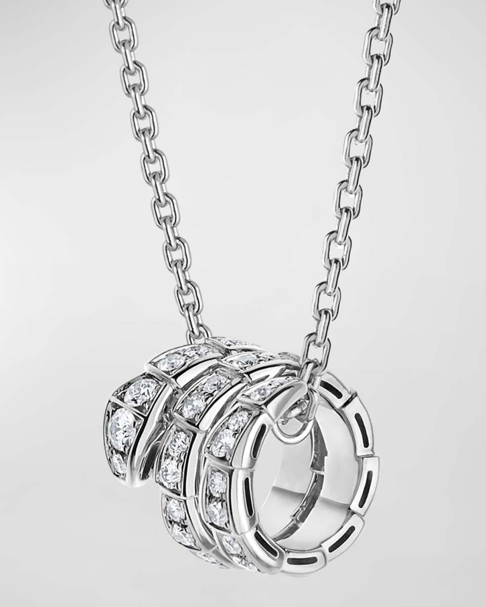 Serpenti Viper Necklace in 18k White Gold with Full Diamond Pave