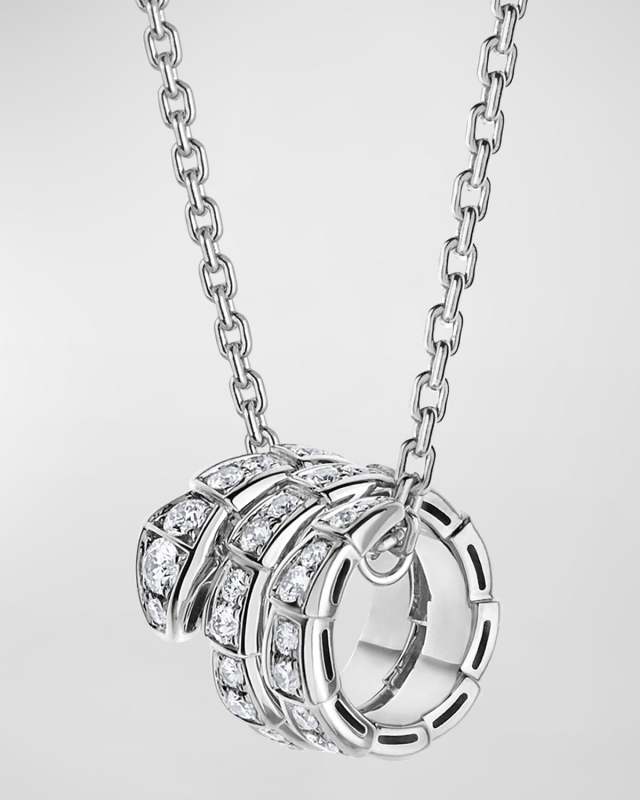 Serpenti Viper Necklace in 18k White Gold with Full Diamond Pave