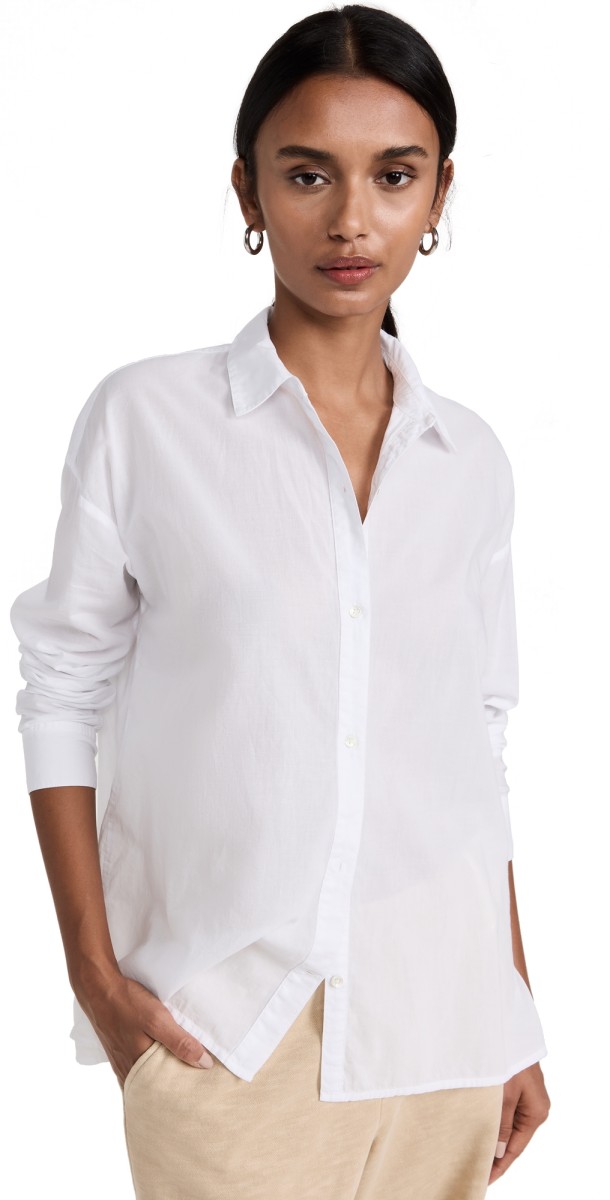 James Perse Oversized Boy Button Front Shirt White
