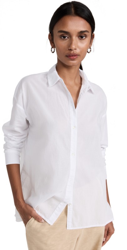 James Perse Oversized Boy Button Front Shirt White