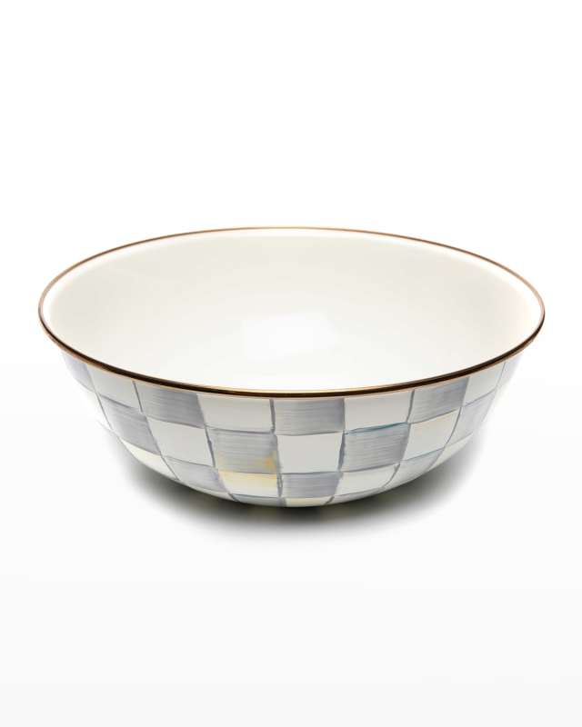 Sterling Check Enamel Everyday Bowl, Extra Large