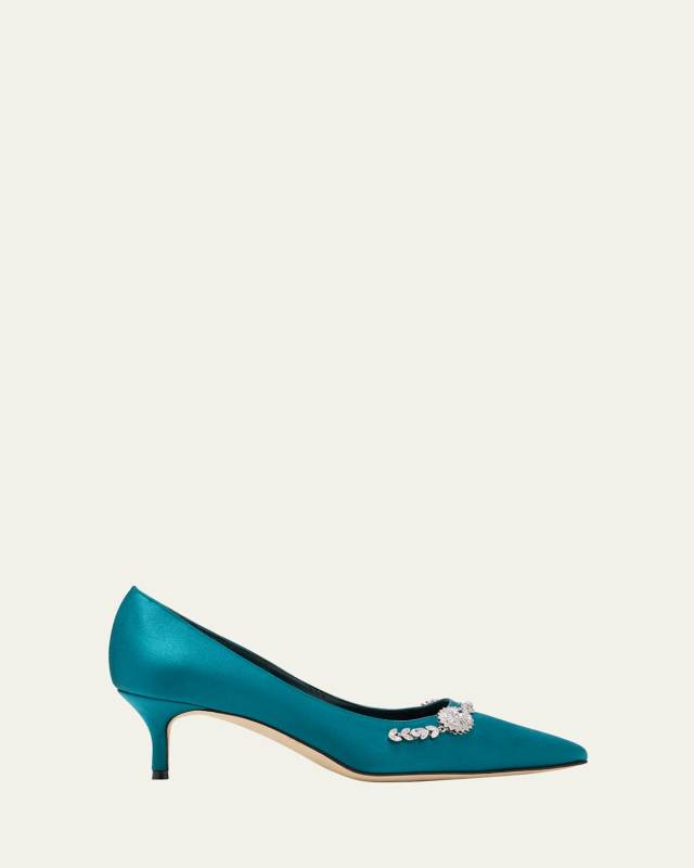 Lamik Satin Crystal Ornament Pumps