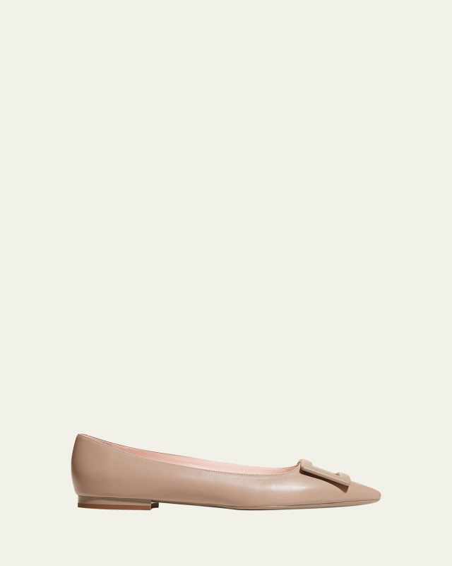 Gommettine Leather Buckle Ballerina Flats