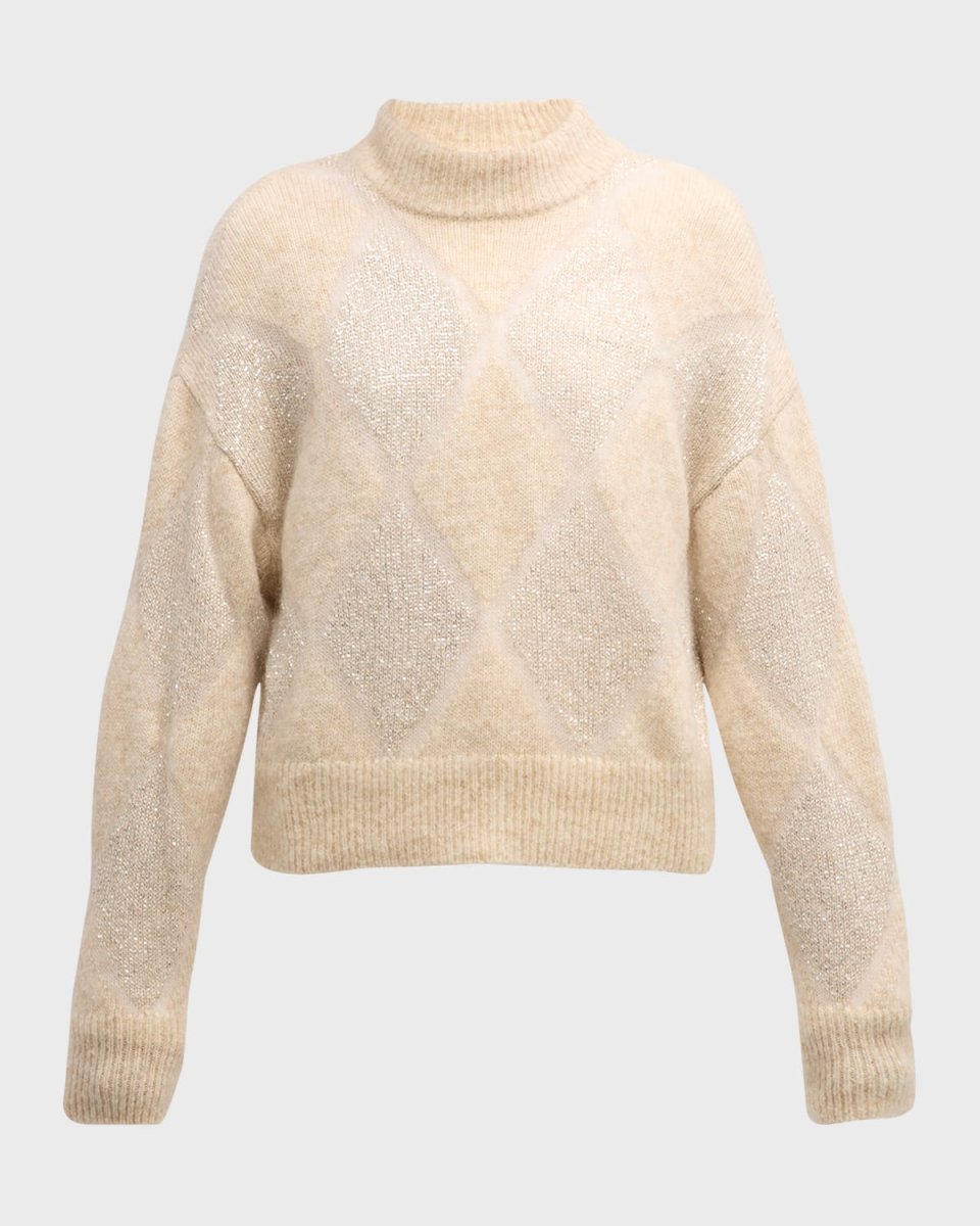 Mohair Wool Argyle Knit Turtleneck