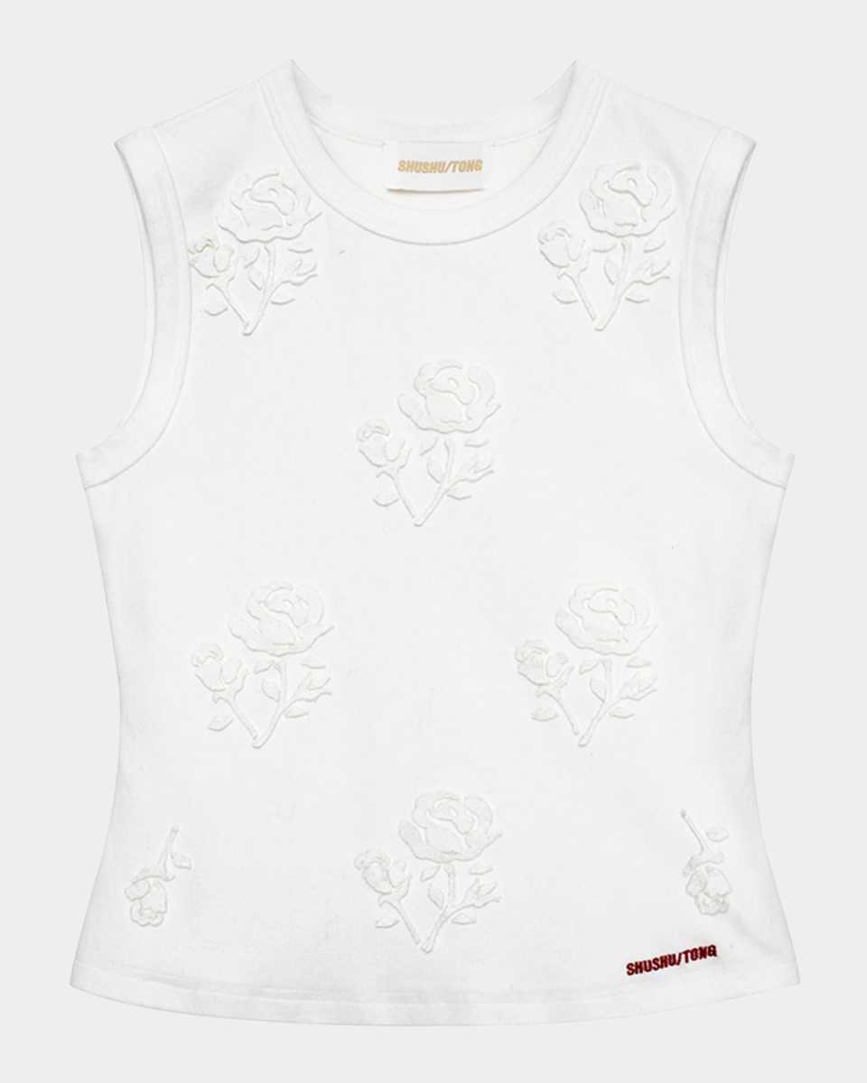 Stereo Rose Embellished Sleeveless Top