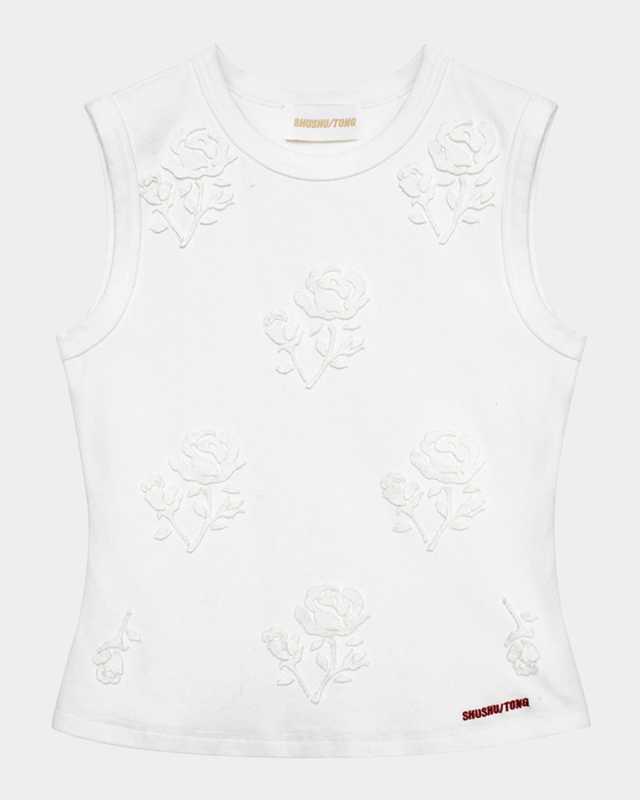 Stereo Rose Embellished Sleeveless Top