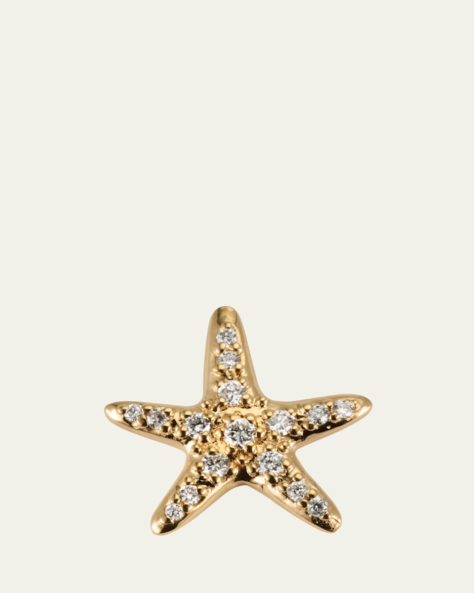 14K Yellow Gold Starfish Stud Earring, Single