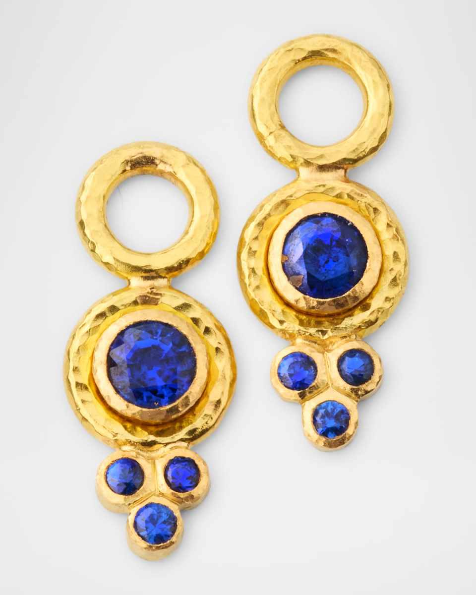 19K Blue Sapphire Earring Pendants