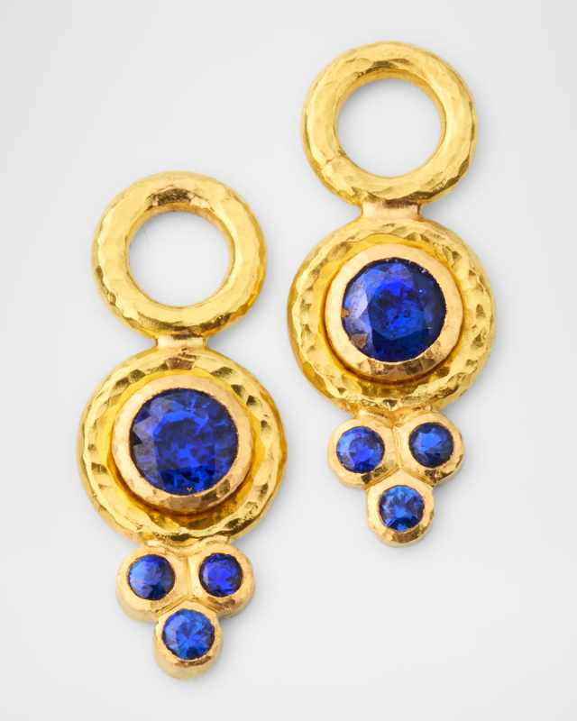 19K Blue Sapphire Earring Pendants