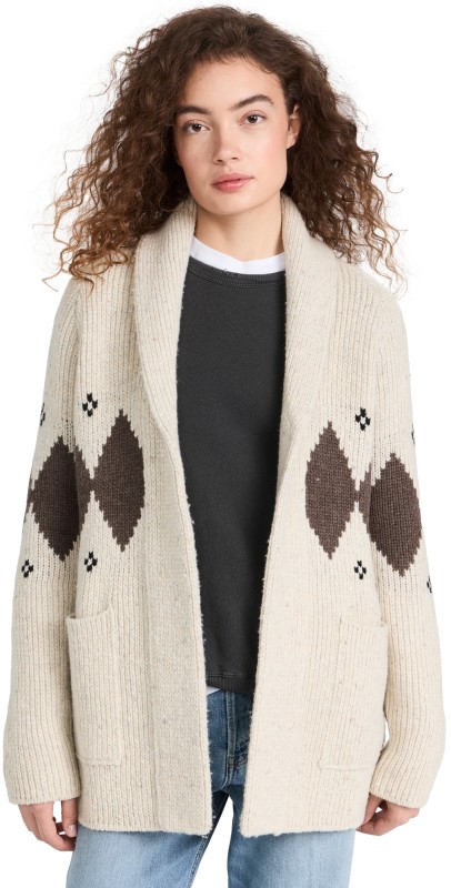 RAILS Silas Cardigan Oatmeal Argyle