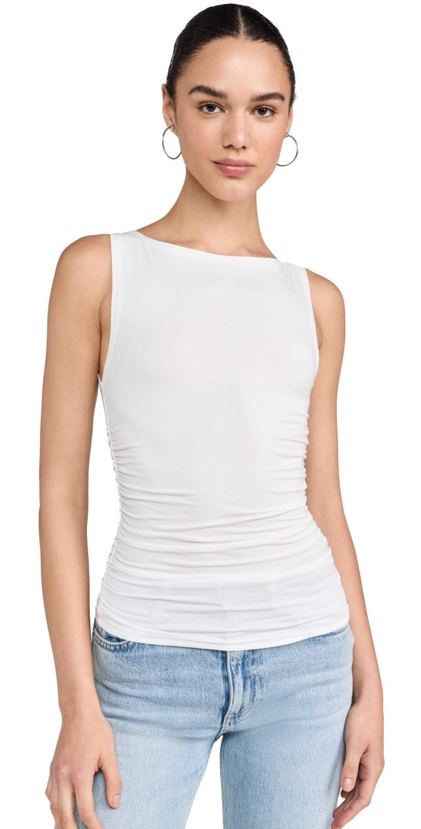 rag & bone Luca Shirred Tank Wht