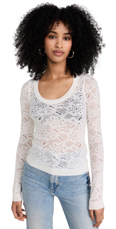 Sea Nelleaceong Sleeve U Neck Sweater Cream