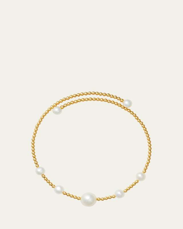18K Yellow Gold Tulip Multi Pearl Beaded Bracelet