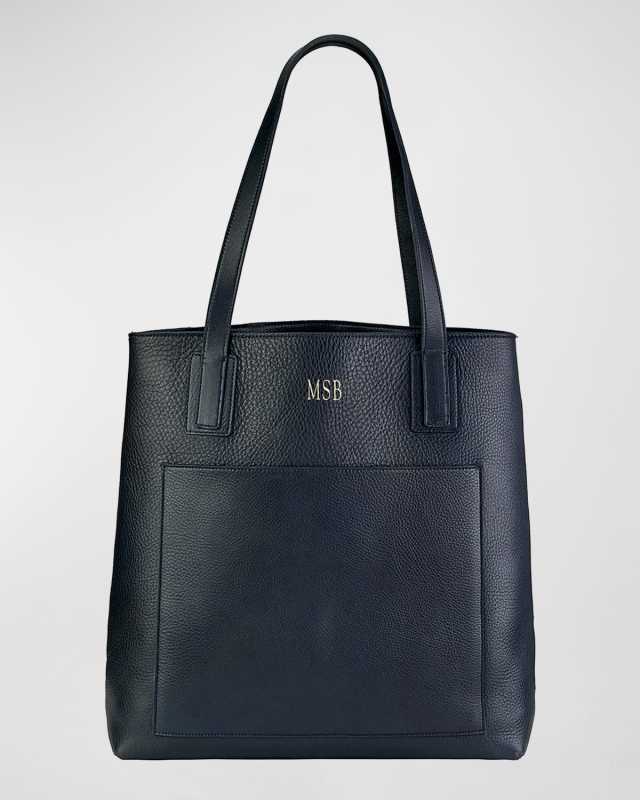 Metro Pebble Grain Leather Tote Bag, Personalized