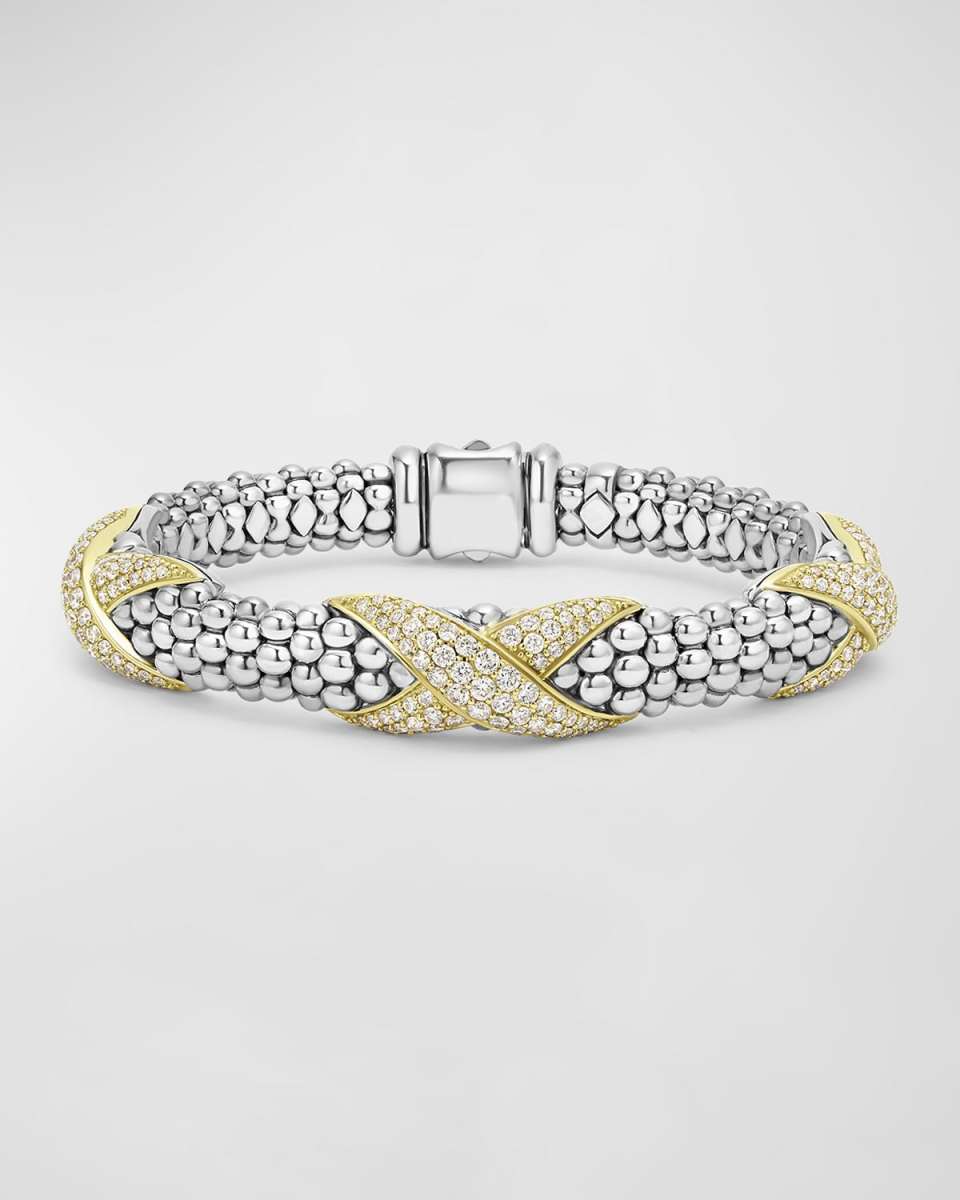 Sterling Silver and 18K Embrace Diamond Pave Rope Bracelet