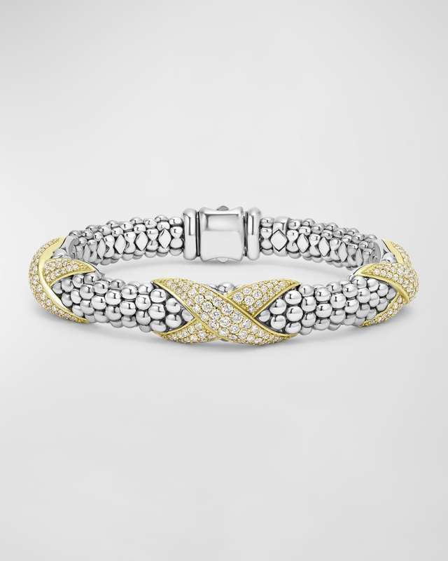 Sterling Silver and 18K Embrace Diamond Pave Rope Bracelet