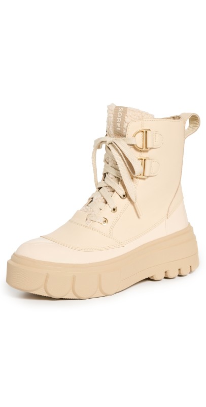 Sorel Caribou X Cozy Lace Up Boots Bleached Ceramic, Oatmeal
