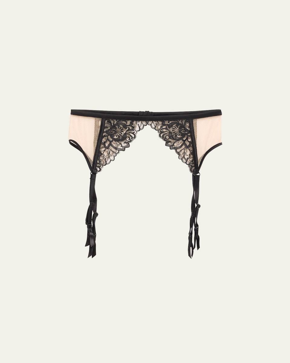 Cezanne Embroidered Mesh Garter Belt
