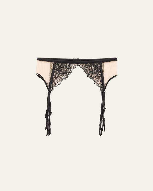 Cezanne Embroidered Mesh Garter Belt