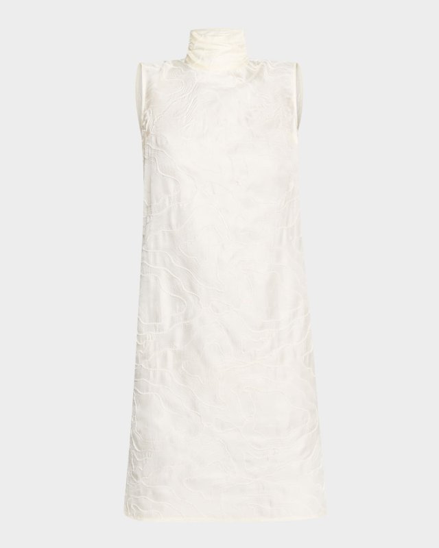 Demi Embroidered Neck-Scarf Mini Dress