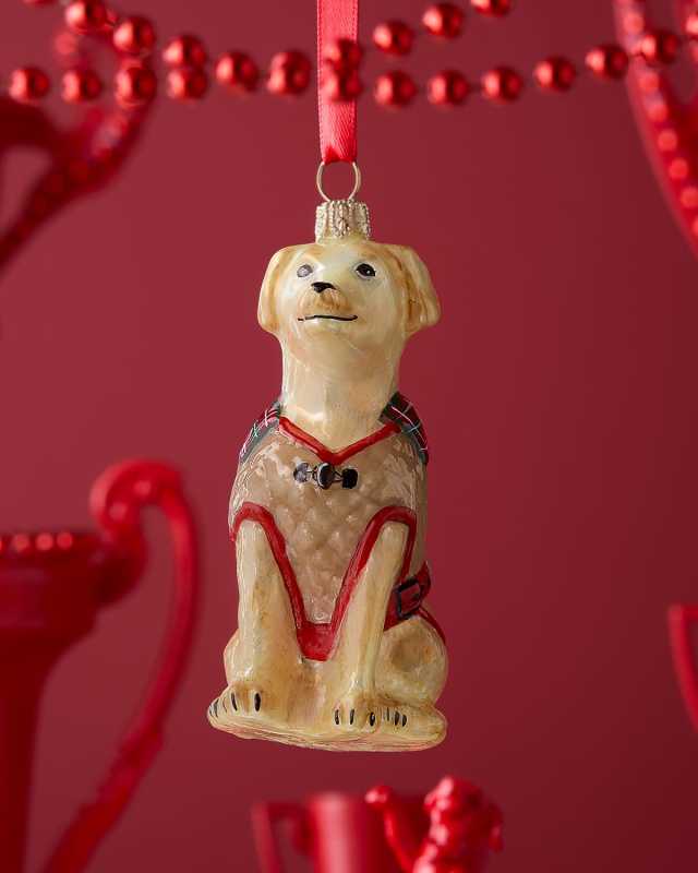 Yellow Lab In Barbour Coat Christmas Ornament