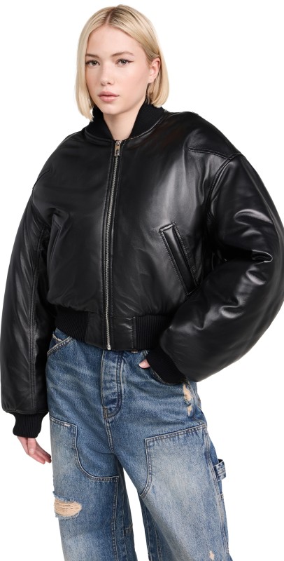 Marc Jacobs Puffy Leather Bomber Black