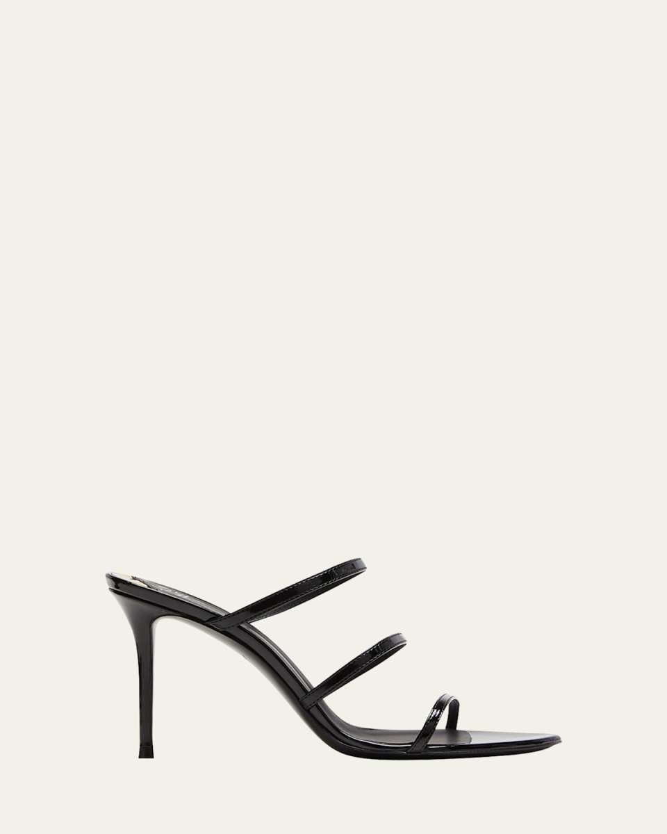 Patent Three-Band Slide Sandals