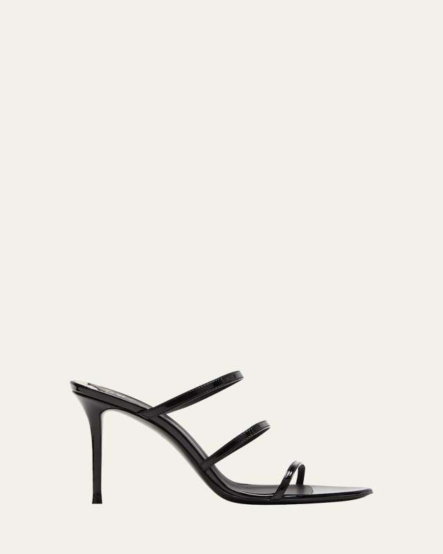 Patent Three-Band Slide Sandals