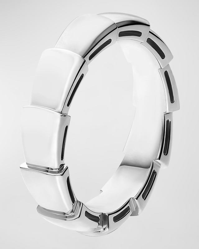 Serpenti Viper Wedding Band Ring in 18k White Gold, EU 52 / US 6