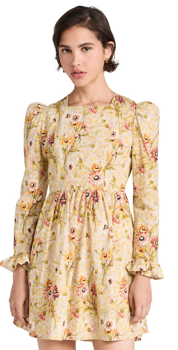 BATSHEVA Square Neck Mini Prairie Dress Witton Floral