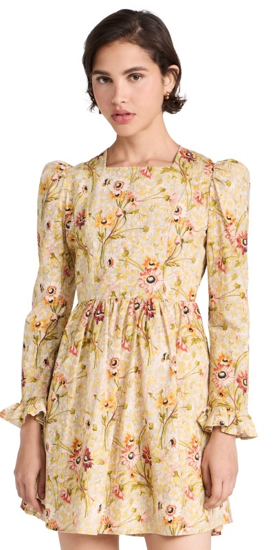 BATSHEVA Square Neck Mini Prairie Dress Witton Floral