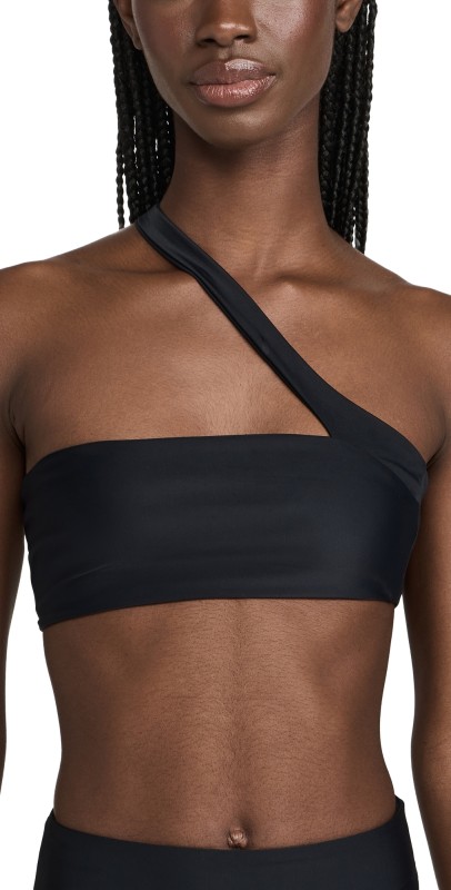 JADE Swim Halo One Shoulder Strap Bandeau Top Black