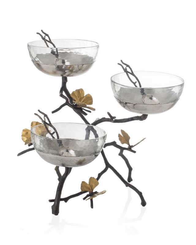 Butterfly Ginkgo Triple Bowl Set