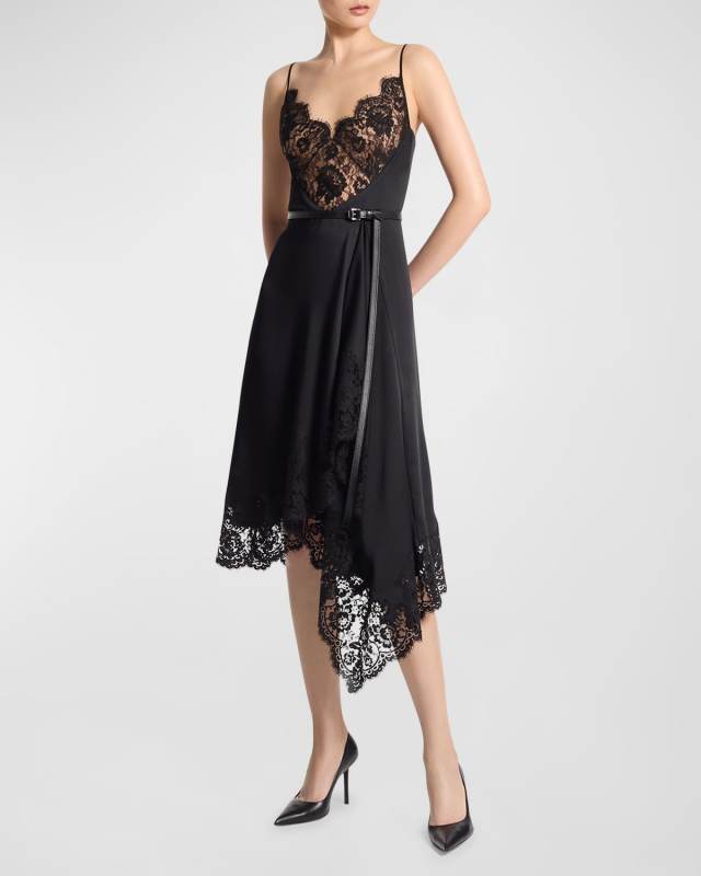 Lace-Trim Handkerchief Slip Dress