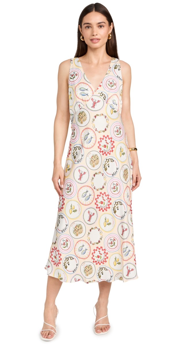 KITRI Claire Vintage Plates Slip Dress Vintage Plates