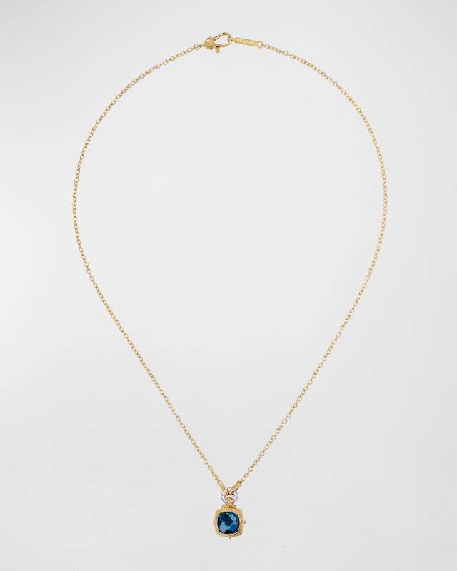 London Blue Topaz and White Diamond Necklace, 18"L