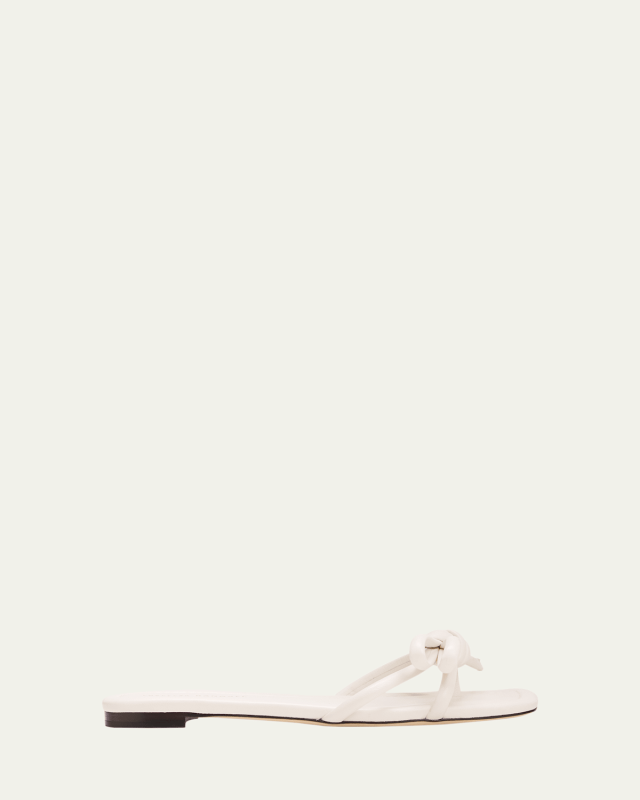 Hadley Leather Bow Flat Sandals
