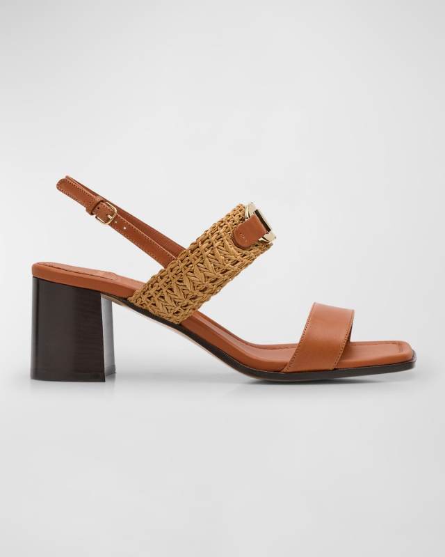Lou Leather Gancio Slingback Sandals